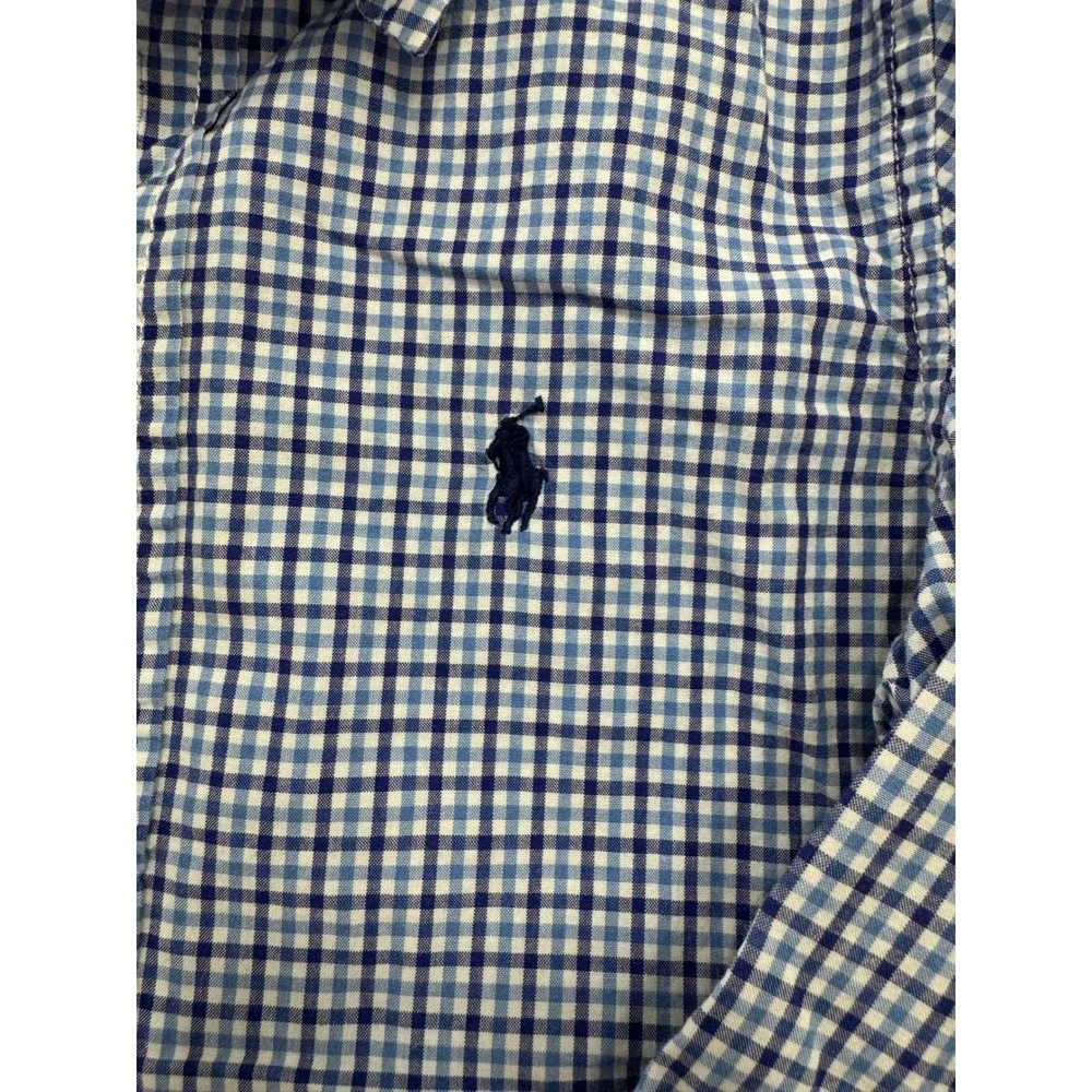Ralph Lauren Boys Blue White Gingham Check Long Sleeve Button Down Shirt 4 4T